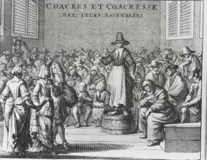 Quakers mâles et femelles à leur assemblée